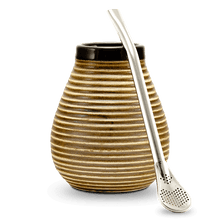 Carica l'immagine nel visualizzatore di Gallery, Set per la preparazione del Mate: Bombilla e matero in ceramica